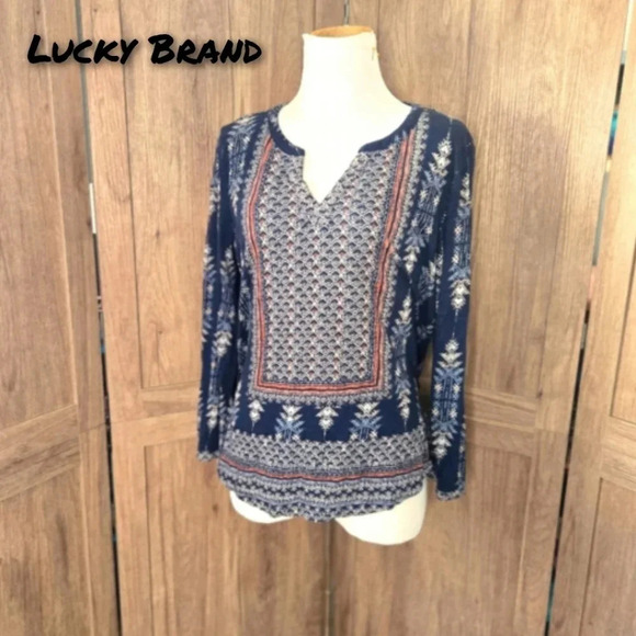 Lucky Brand Bahamian boho womens blouse - Picture 1 of 11